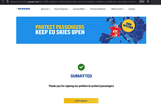 Is Ryanair boosting its petition?