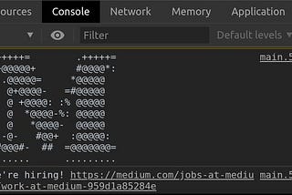 Screenshot of browser console in Medium’s website.