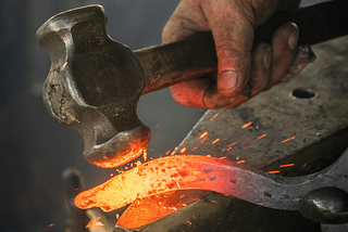 A blacksmith’s hammer close up