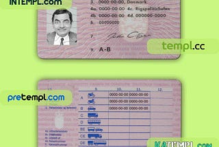 Denmark driving license PSD download template (1997–2013)