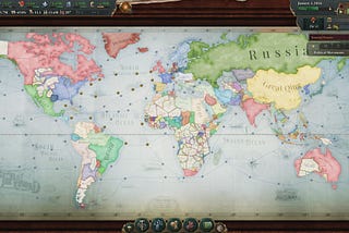 The starting map of Victoria 3 at its 1836 start date.