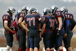 a football team in blue