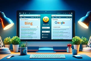 Computer screen comparing Google’s rejection and Bing’s approval of a website — Google Clapped My Site But Bing Loves Me