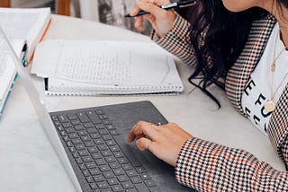 A woman working on a computer