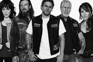 Sons of Anarchy show poster, featuring several main character of the series.