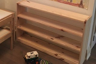 Lego organizer built with simple power tools in a small space