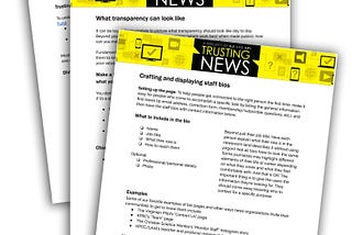 These handouts walk journalists through tangible ways to earn trust with their audiences