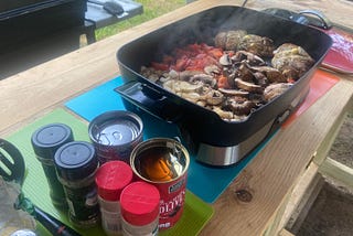 Photo of outdoor cooking.