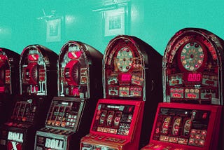 Slot machines to represent gambling.