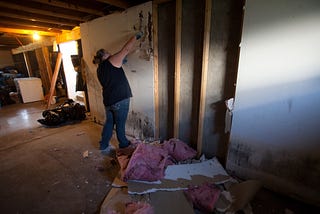 tearing down mold infested room