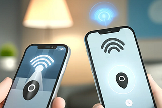 One iPhone broadcasting as a beacon, the other receiving.