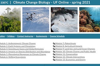 Courses on climate change at UF for spring 2021