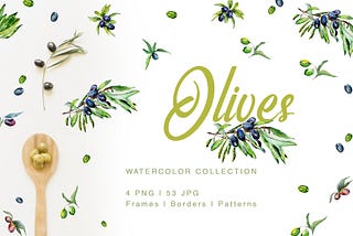 Sunny watercolor olives