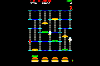 Screenshot taken of the BurgerTime arcade game.