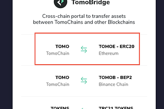 Cách chuyển đổi giữa TOMO và TOMOE (ERC20) trên Ethereum.