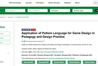 Peer-Reviewed Game Design Patterns Paper Published!