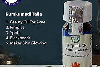 Kamdhenu Kumkumadi Taila 30ml beauty oil for acne, pimples, spots, black heads, makes skin glowing.