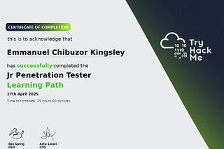 THM Jr Penetration Testing Cert