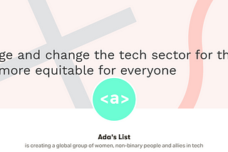 An image of the Ada’s List Patron page: Ada’s List is creating a global group of women, non-binary people, and allies in tech