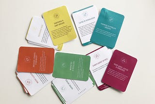 52 Cognitive colorful bias cards sorted into categories
