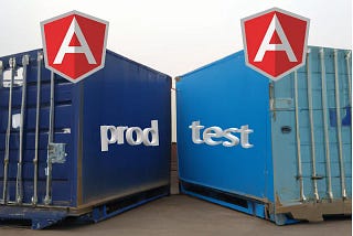 2 containers for test and production deployment from a docker image of an angular app