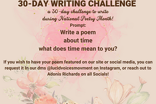 National Poetry Month 30 day challenge Day 2