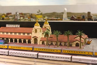 Model Railroad with San Diego Sante Fe Depot.