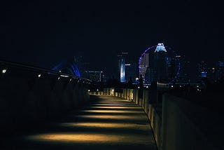 Night shot of Marina Barrage, Singapore