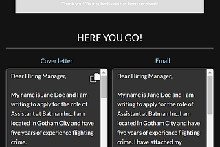Personalised Cover Letters and Elevator Pitches Powered by Webflow and GPT