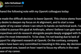 OpenAI co-founder John Schulman will join AI company Anthropic / Working together to survive the AI…