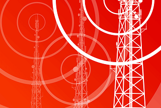 A picture of cellphone towers with concentric rings spreading out from each tower’s center point, indicating communication.