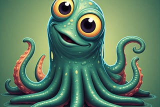 A generated image of a cute, imaginary octopus-like creature with huge eyes and a friendly expression