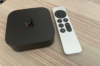 My shiny-new Apple TV 4K and remote. Not to scale!