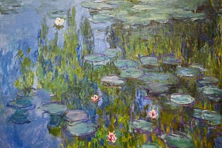 An actual painting of water lilies by French artist, Claude Monet