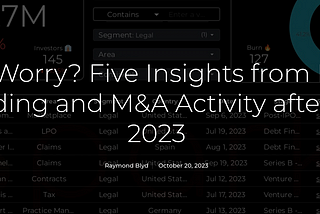 Why Worry? Five Insights from Legal Funding and M&A Activity after Q3 2023