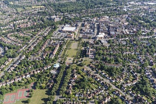 An aerial view of Letchworth Garden City