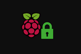 Raspberry Pi logo with lock next to it