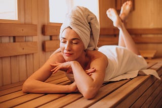 Woman in sauna