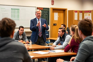 Lindsey Graham speaking to students on Career Day. “Oh, and when you visit Mar-a-Lago, bring lube.” Image by Deep AI. Prompt by Catherne La Grange.
