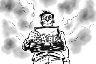 A man holding a briefcase with money