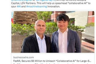 FedML Secures $6 Million to Unleash “Collaborative AI” for Large-Scale AI Training, Deployment and…