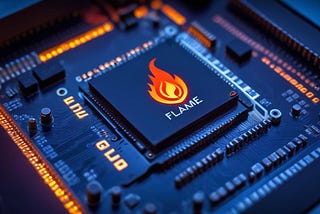 Flame GPU chip on a circuit board