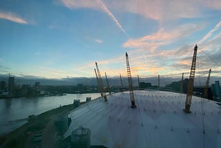 London’s O2 Arena at sunset