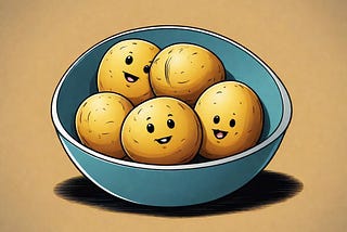 Cute potatoes in a bowl