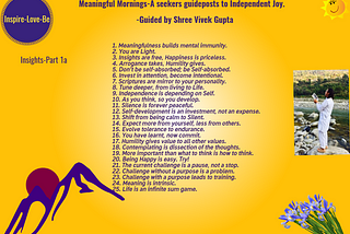 MEANINGFUL MORNINGS- A seeker’s guideposts to Independent Joy.