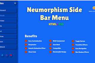 Neumorphism Side Bar Menu Using HTML and CSS