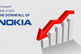 featured image for the article. It contains the text saying The Downfall of Nokia with a graph and a red arroiw going downwards