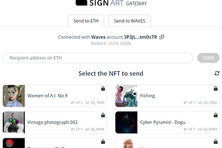 SIGN Art NFTs bridge to Ethereum network