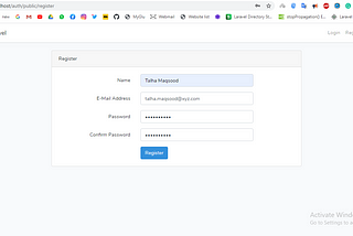 laravel registration