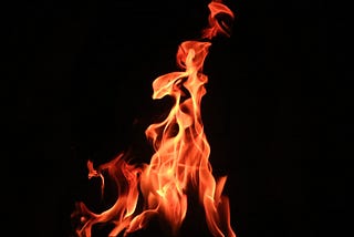 Flame against a black background